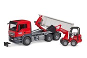 Samochody i pojazdy - Bruder Truck w Roll-Off-Container & Schäffer loader - BR3767