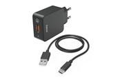 Telefon - Adapter i Ładowarka - Hama Charger 220V with USB-C Cable Qualcomm 19.5W Black - 00201625
