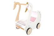Lalka, mis i akcesoria - Small Foot - Wooden Doll Pram Swan - 12283