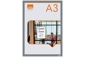 Konferencja i prezentacja - Nobo  Self-adhesive Magnetic Poster Frame A3 Silver - 1915699