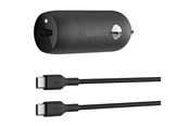 Telefon - Adapter i Ładowarka - Belkin BoostCharge 30W USB-C Car Charger + USB-C to USB-C cable - CCA004BT1MBK-B6