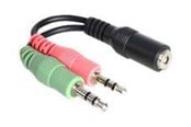 Kabel audio - DeLOCK Headset Adapter 1 x 3.5 mm 4 pin Stereo jack female > 2 x 3.5 mm 3 pin Stereo jack male (CTIA pin assignment) - 65459