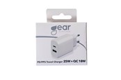 Telefon - Adapter i Ladowarka - GEAR Charger 220V 1xUSB-C + 1xUSB-A PD/PPS 25W + 18W QC White - 665118