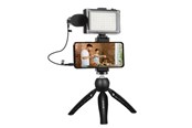 Statyw - Puluz Live broadcast kit  tripod mount + LED lamp + microphone + phone clamp - PKT3132B