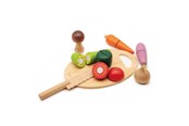 Zabawki drewniane - Classic World Wooden Cutting Vegetables with Knife and Cutting Board - 2825