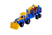 Zabawki na zewnatrz - Cavallino Toys Cavallino Junior Tractor with Crane Trailer and Wood 46cm - 3017WD01