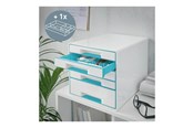 Archiwizacja i przechowywanie - Leitz Pojemnik z szufladami  WOW CUBE Turkusowy - 52142051