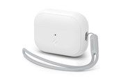 Telefon - Pokrowiec i etui - Spigen Case Silicone Fit White + Strap Gray - AirPods Pro (2nd Gen) - ACS05811