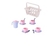 Zabawa w udawanie - Cavallino Toys Cavallino Crockery in Basket Pink 15 pieces. - 8327SF01