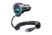 Telefon - Adapter i Ładowarka - Joyroom Car charger  JR-CL07 3-in-1 1x USB + 1x PD 55W + Type-C cable (black) - JR-CL07
