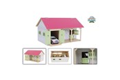 Zabawki drewniane - Kids Globe Horse Stable Pink with 2 Boxes and Storage 1:32 - 610245