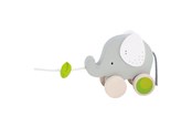 Zabawki dla niemowlat - Goki Wooden Pull Animal Elephant with Leaf - 54866