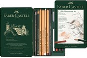 Przybory do pisania i rysowania - Faber-Castell Set Pitt Monochrome tin of 12 - 112975