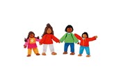 Lalka, mis i akcesoria - Goki Wooden Dollhouse Dolls Flexible Modern Family 4pcs. - 51495
