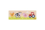 Puzzle - Goki Wooden Stud Puzzle On the Farm 4 pcs. Drewniany - 57355