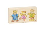 Puzzle - Goki Wooden Dress Up Puzzle Bears in Wooden Box 36 pcs. Drewniany - 57811