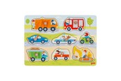 Puzzle - Goki Wooden Stud Puzzle Vehicles 7 pcs. Drewniany - 57400