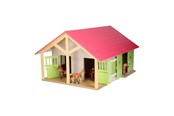 Zabawki drewniane - Kids Globe Horse stable Pink with 2 boxes and storage 1:24 - 610168