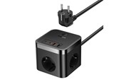 Telefon - Adapter i Ladowarka - Baseus Wall charger  PowerCombo 3AC+2U+2C 30W 1.5m - E00066400117-00