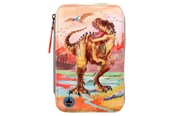 Przybory szkolne - Depesche Dino World Triple Pencil Case LED Khaki Brown - 412381