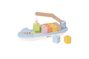 Zabawki dla niemowląt - Classic World Wooden Block Boat with Crane 13 pcs - 20186