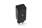 Telefon - Adapter i Ladowarka - Nedis Universal GaN Wall Charger - WCGPD65W100BK