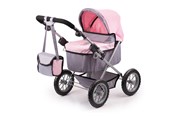 Lalka, miś i akcesoria - Bayer Design Dolls Pram Trendy - Gray/Pink (13008AA) - 13008AA