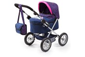 Lalka, miś i akcesoria - Bayer Design Doll's Pram Trendy - Dark Blue - 13054AA