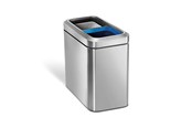 Sortowanie odpadów - Simplehuman kosz do segregacji odpadów – wąski – 20 L (10 + 10 L) – szczotkowana stal nierdzewna - CW1470