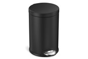 Sortowanie odpadów - Simplehuman 4,5L okrągły kosz pedałowy, czarna stal - CW2091