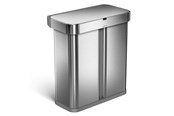 Sortowanie odpadów - Simplehuman 58L (34/24), prostokątny kosz na śmieci z czujnikiem i funkcją głosową, szczotkowany - ST2036
