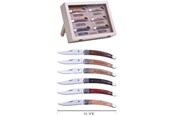 Przybory kuchenne - Laguiole knife set 6 pcs. foldable with wooden handle - 3661075230036