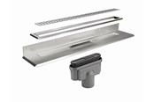 Produkty odwadniajace - Unidrain Complete floor drain against rear wall 900 mm 10 mm frame Column grate 75 mm vertical outlet housing - 4012.0900
