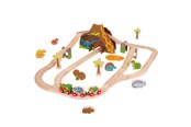 Zabawki drewniane - Bigjigs Wooden Dino Train Set 49 pieces. - BJT035