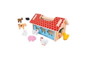 Zabawki dla niemowlat - Bigjigs Wooden Farm Shape Sorting Box - BB108