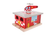 Zabawki drewniane - Bigjigs Wooden Rails - Fire Station - BJT262