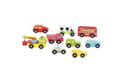 Zabawki drewniane - Bigjigs Wooden Vehicles 9 pcs. - BJT060