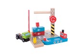 Zabawki drewniane - Bigjigs Wooden Rails - Container Shipyard - BJT254