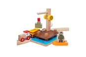 Zabawki drewniane - Bigjigs Wooden Rails Crane Dock with Culvert 3 pcs - BJT074
