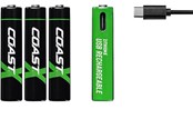 Latarki i reflektory - Coast Battery 1.5V AAA Li-Ion rechargeable 750 mAh USB-C cable pack of 4. - 100047535