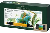 Przybory do pisania i rysowania - Faber-Castell India ink PAP Dual Marker 5x animals - 162008