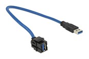 Akcesoria sieciowe - DeLOCK Keystone Module USB 5 Gbps type-A female 250° to type-A male 0.5m black - 86375
