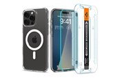 Telefon - szklo ochronne - Spigen Ultra Hybrid MagSafe - white + Glass tR EZ Fit Pack - iPhone 16 Pro Max - ACS08141