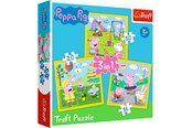 Puzzle - Trefl Puzzle - Peppa Pig - Peppas Happy Day (3in1) Podłoga - TFL34849