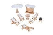 Lalki i akcesoria - Goki Wooden Doll Furniture Garden Furniture 9 pieces. - 51475