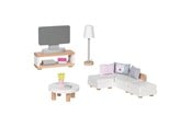 Lalka, mis i akcesoria - Goki Wooden Doll Furniture Living Room 15 pieces. - 51494