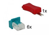 Akcesoria sieciowe - DeLOCK RJ45 Secure Clip With Plug Set (6-Pack) - 86425