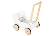 Lalka, mis i akcesoria - Small Foot - Wooden Push Doll Carriage Little Button - 12496