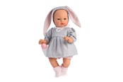 Lalki i akcesoria - Asi Koke baby doll in gray dress with a hood with rabbit ears 36 cm - 24405980