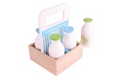 Zabawki drewniane - Bigjigs Wooden Box with Milk Bottles 5 pcs. - BJ453